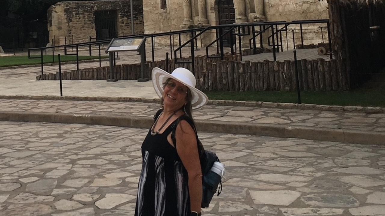 Pam Clark at the Alamo