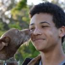 A boy and his pet dog